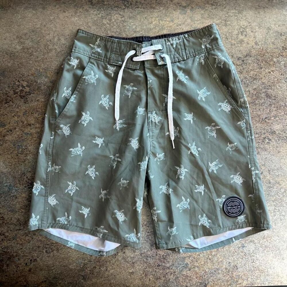 Surf & Swim Co. green turtle print swim shorts